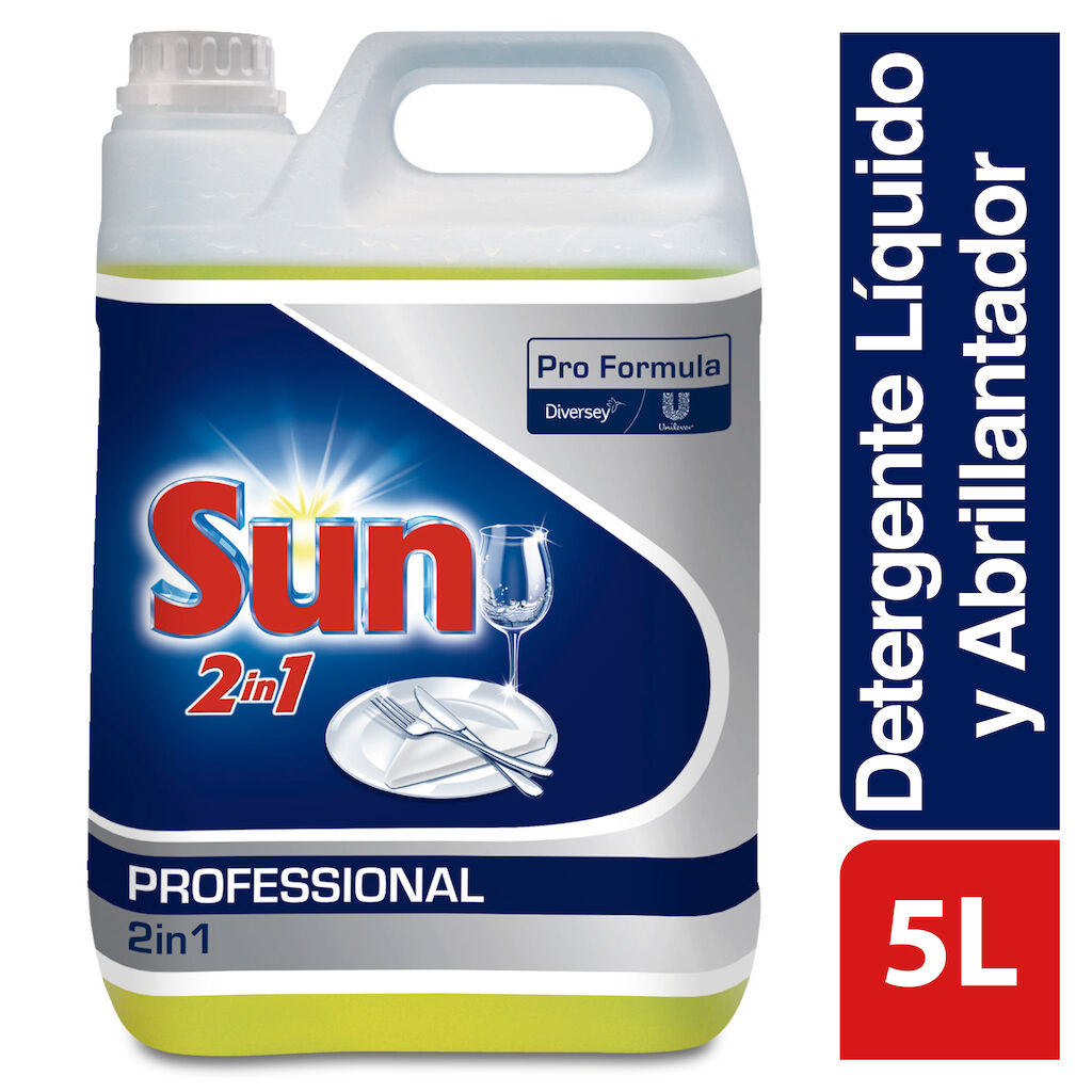 Sun Pro Formula 2en1 Detergente y Abrillantador 2x5L - Detergente para el lavado automático de vajillas con abrillantador incorporado